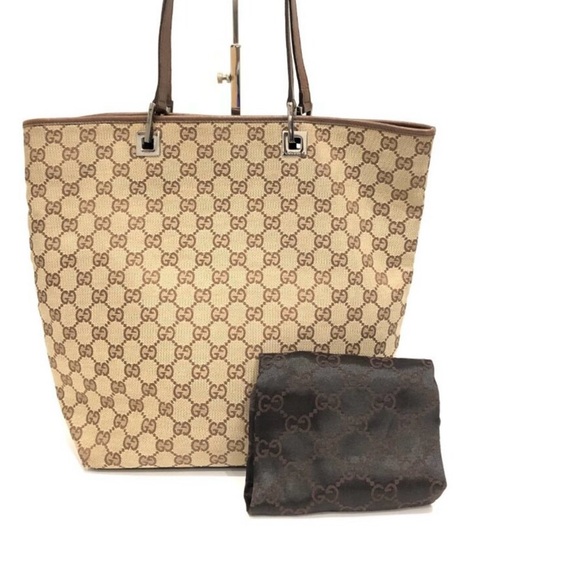 Vintage Gucci Beige and Brown Signature Tote - Picture 1 of 8